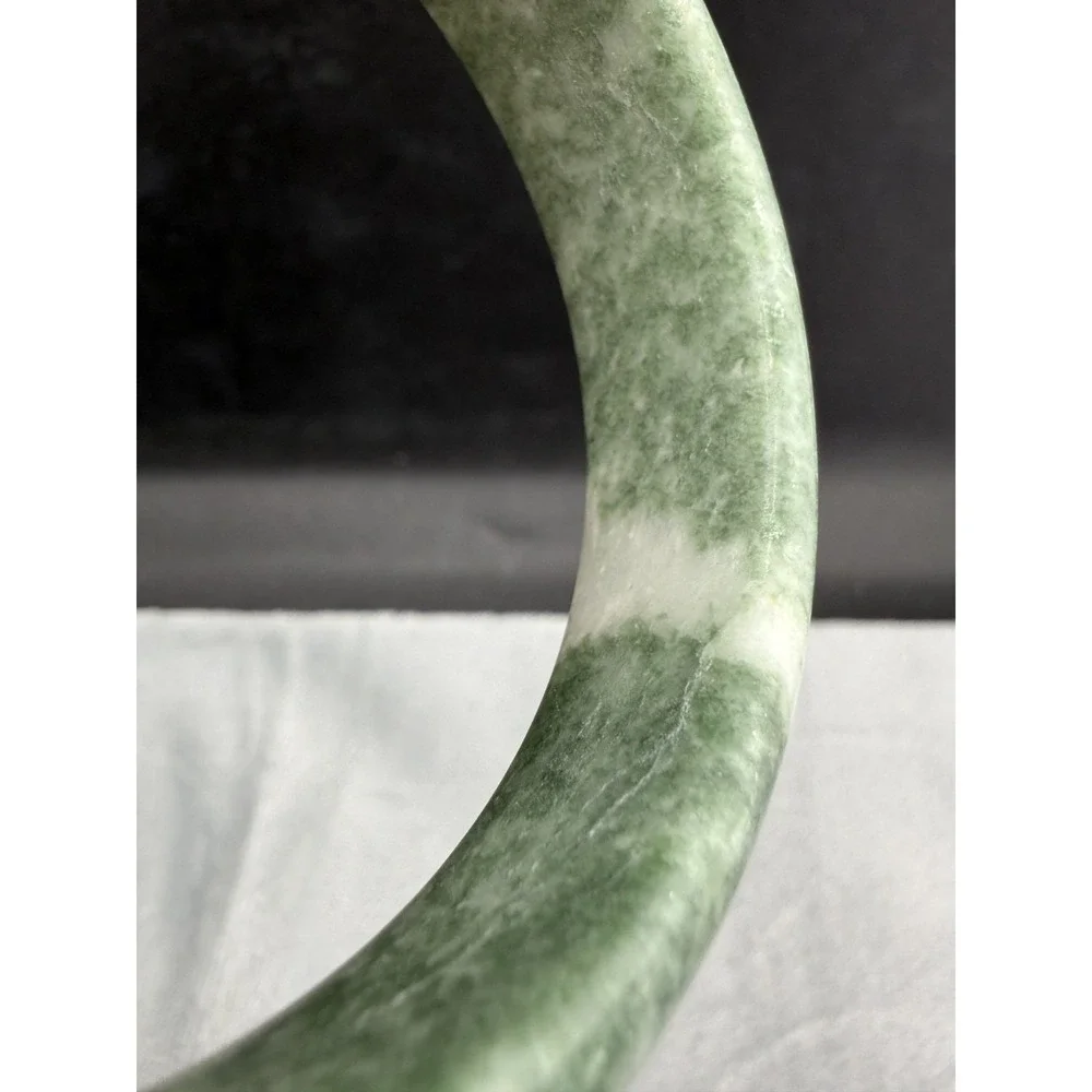 Vintage Bangle Bracelet‎ Green Polished Stone Chunky Size 7.5